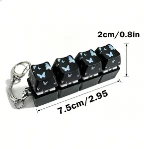 Butterfly Key Covers LED Lights Black Acrylic Keys Stress Relief Toy Mechanical Keyboard Small Design Portable