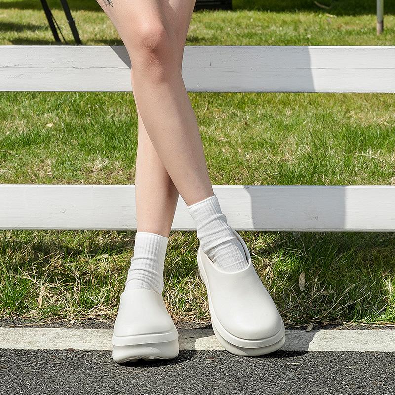Chef shoes, new for spring/summer slip-on mules with height-boosting thick soles, waterproof, suitable for outdoor and home use, closed-toe slides for men and women