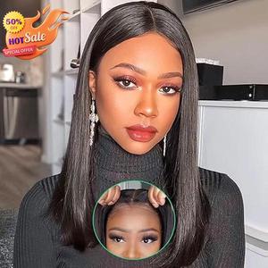 [New In]Flash Sale Wear and Go Glueless Human Hair Bob Wigs 5x5 Hd Pre Cut Lace Closure Pre Plucked Hair Line Pre Bleached Konts Straight Bob Wig for Black Women 200% Density Brazilian Virgin Hair