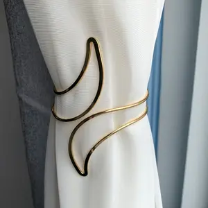 2-Pack Gold/silver Color Metal Moon Design Curtain Holders, Adjustable Modern Style, Durable and Elegant for Bedroom and Living Room