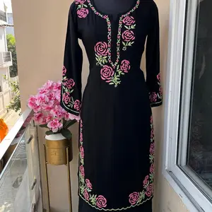 Pure lucknowi super intricate handwork chikankari Work Primum Rayon Kurti + Rayon Plazo Set