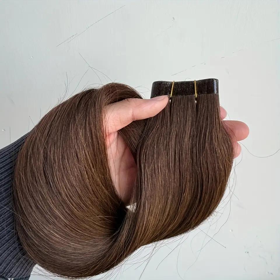 Long PU Weft Human Hair Bundles 12-28 Inch, No Glue Required, 80cm PU Weft 50g, Natural Real Human Hair Extensions, Salon Grade Quality