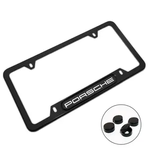 Black / Chrome Front or Rear Stainless Steel License Plate Frame Protect Cover Fit Porsche Decorate Accessories Gifts