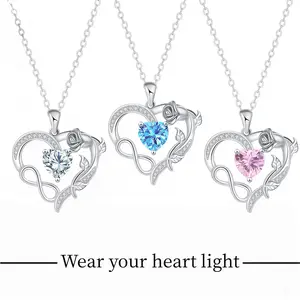 Love Actually Heart Necklace - Rose Gold Plated Crystal Heart Necklace for Women, Dainty Pendant on Adjustable Chain, Gift for Her in Elegant Gift Box, Valentine‘s Day Gift, Couples Love Jewelry engraved prayer Classic Stainless Steel Rhinestone Necklace