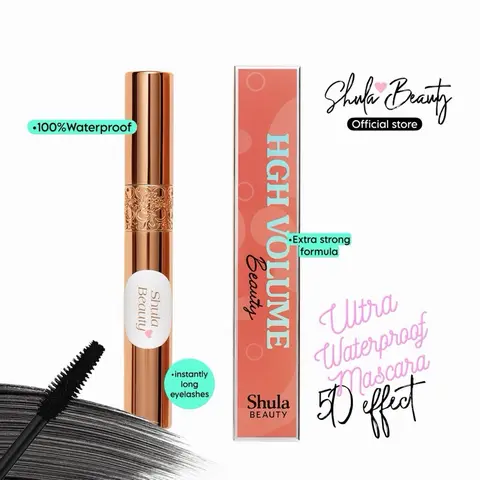 ShulaBeauty Ultra Waterproof High Volume Voluminous Lengthening Mascara - Splashproof & Long Lasting Cosmetic for Dramatic Lash Lift