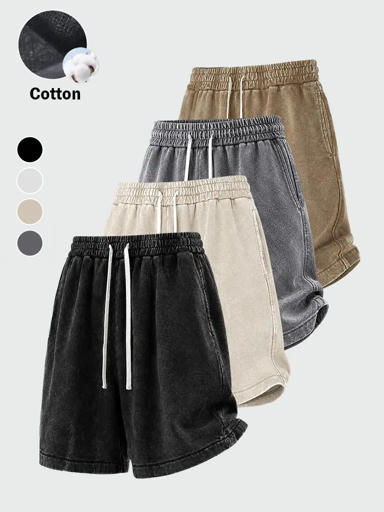 Men's Sweat Shorts Athletic Vintage Acid Washed Cotton Gym Short Elastic Waist Drawstring Workout Jogger Pants with Pockets Streetwear Athletic Sweat Shorts baggy bottom, Menswear, Casual