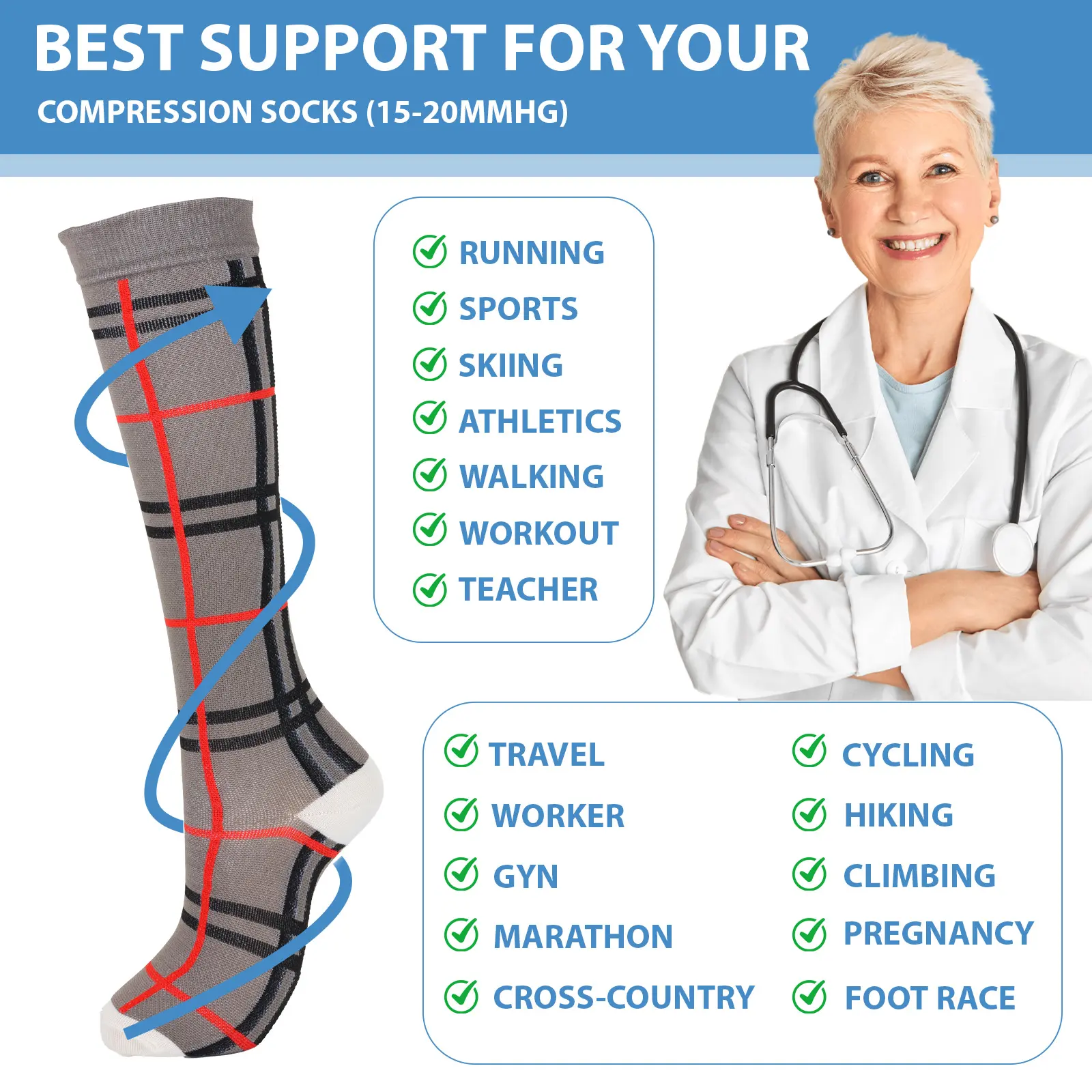 MhzyCaus 6-Pack Calf Compression Socks – Breathable, Quick-Dry Unisex Socks for Running, Gym, Travel & Holiday Gifts MhzyCaus 6-Pack Calf Compression Socks – Breathable, Quick-Dry Unisex Socks for Running, Gym, Travel & Holiday Gifts