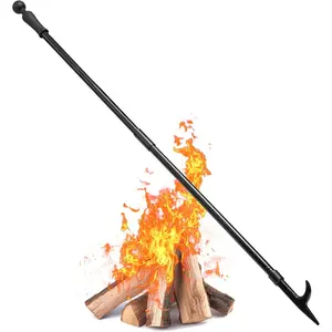 46 Inch Extra Long Portable Campfire Poker for Fire Pit Fireplace Camping Wood Stove Indoor Outdoor Use Rust Resistant Stainless Steel Black Finish (1 Pac)