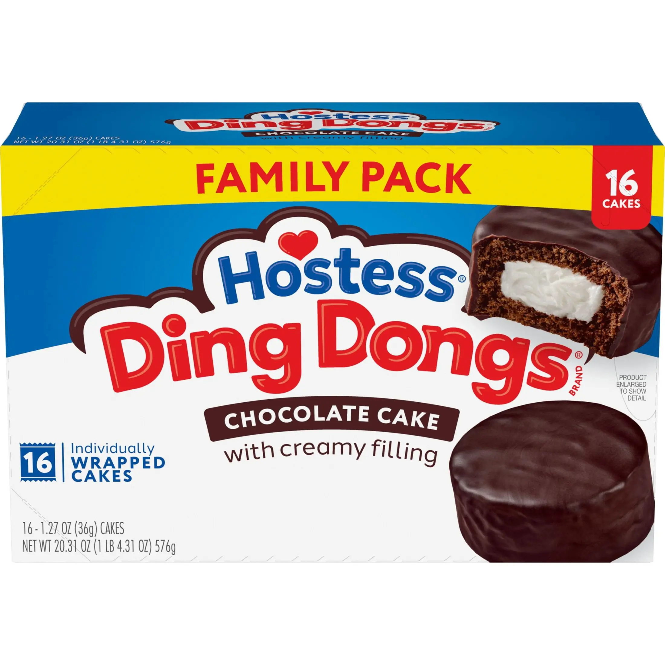 Chocolate Snack Cakes with Crème Filling, Fudgy Icing, Individually Wrapped, 20.31 oz Box, 16 Count