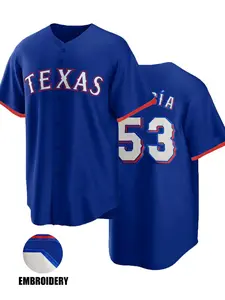 Men's Embroidered Baseball Shirt, Breathable V-Neck Button-Up Baseball Jersey, Stylish Jersey, Loose-Fitting, Perfect Gift for Sports Enthusiasts, All Seasons