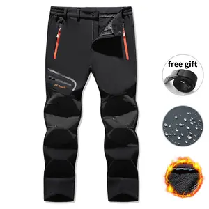 Men’s Waterproof Insulated Cold Weather Hiking Winter Snow Ski Softshell Outdoor Pants with Zippered Pockets for Climbing & Running