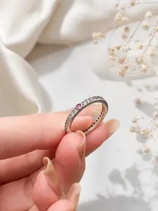 Dainty Silver Rings, Pink Grace Elegant Silver-Plated Jewelry Accessory for Daily Wear