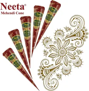 100% Natural Herbal Henna Cones Temporary Tattoo Mehandi Neeta Organic Handmade Brown Maroon Henna For Bridal Tattoo Body Art