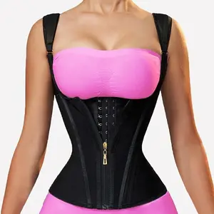 Waist Trainer Corset for Women,Adjustable shoulder straps and steel frame support,Double Compression Shaper with Zipper Closure,Fashionable black, smooth fabric,Vest for Control of Abdomen