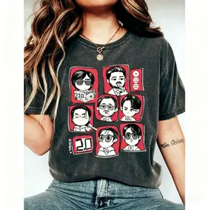 2.0 Arirang Inspired Group Graphic Tee, K-Pop Fan Casual Top