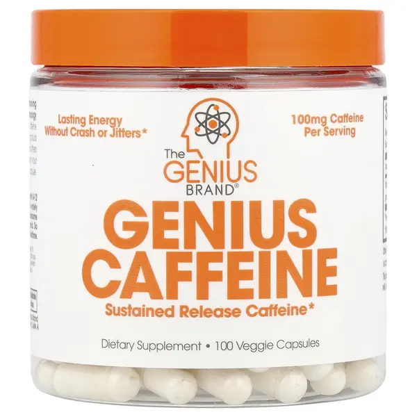 Genius Caffeine – 100mg Natural Energy Supplement – 100 Veggie Capsules