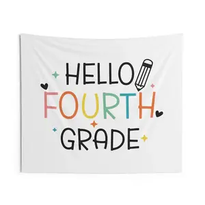Fourth Grade Wall Tapestry, Classroom Decor, Back to School Bulletin Board, Cute School Banner, Education Wall Hanging, Indoor School Sign