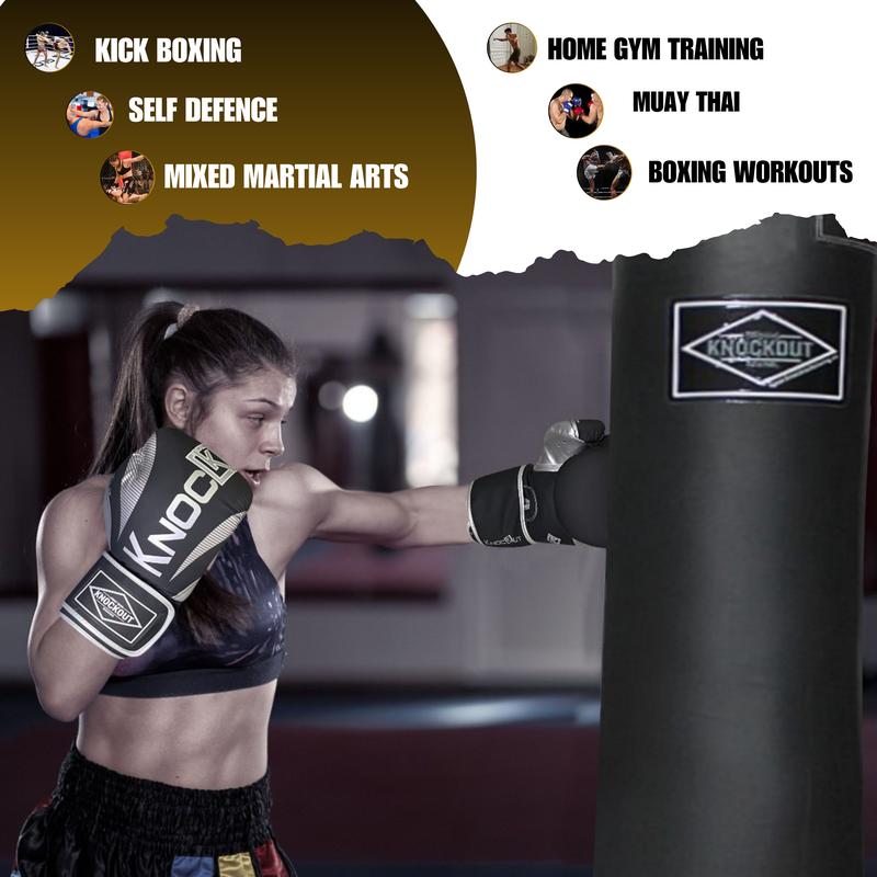 Knockout Elite Boxing Gloves with Hand Wraps & Mouth Guard for Men, Women Muay Thai, Kickboxing, Youth Heavy Bag Workouts, and Home Gym Training Complete Kit (Size 8OZ-16OZ)