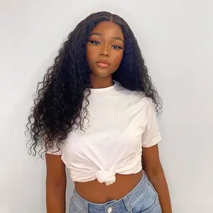 [Blend] 180% Density Blend Human Hair Water Wave Lace Front Wigs Pre plucked 13X6 HD Lace Frontal Blend Human Hair Middle Part For Women Natural Hairline