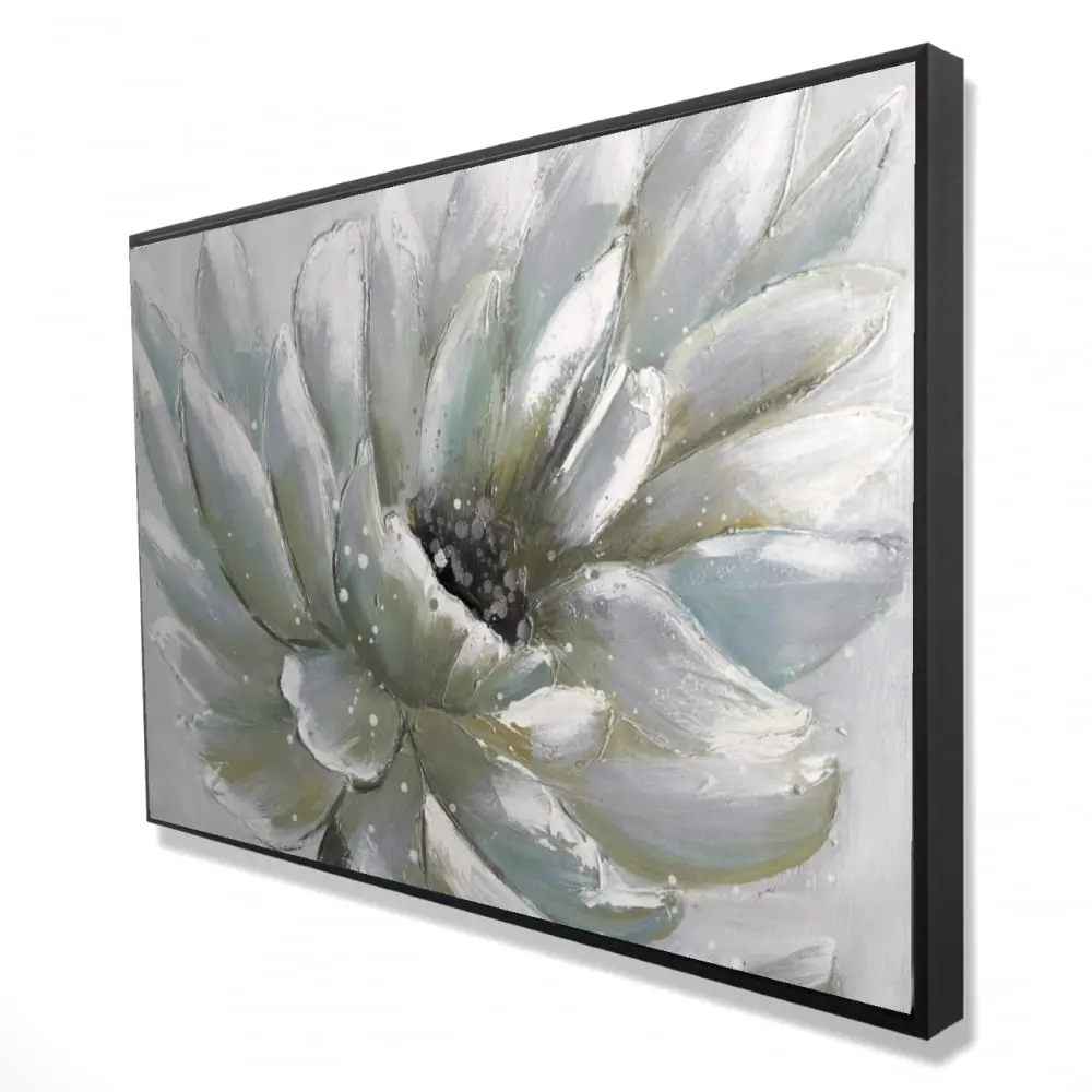 24x36" 360-Degree Stand White Chrysanthemum Wall Art, Artistic Minimalist Nature Poster, Modern Floral Painting for Bedroom Accent Wall Home Decor Decoration Home Inspo Supplies (2081-2436-FL5), Modern Floral Paintings