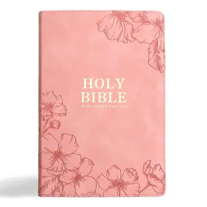 KJV King James Version Giant Large Print Holy Bible - Pink Floral LeatherTouch Cover, Cross References, Thumb Index, Ribbon Marker, Red Letter Edition for Personal Study, Devotional Use, Giant Print