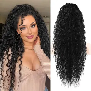 Women's Synthetic Water Wave Claw Clip Ponytail Wig - Fluffy Lazy Wave Fake Ponytail Extension, Easy-Install Hair Accessory for Party, Street Style