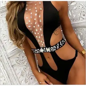 Diamond One-piece See-through Cutout Swimsuit