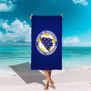 Bosnia and Herzegovina Beach Towel - Super soft, quick-drying thick rectangular beach blanket, suitable for beaches, swimming pools, camping and travel - Machine washable accessory for poolside | Bright beige
