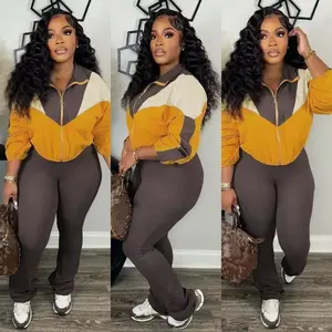 Women’s two-piece matching set: streetwear zip-up jacket and high-waisted long pants; sports suit/sportswear, 2025