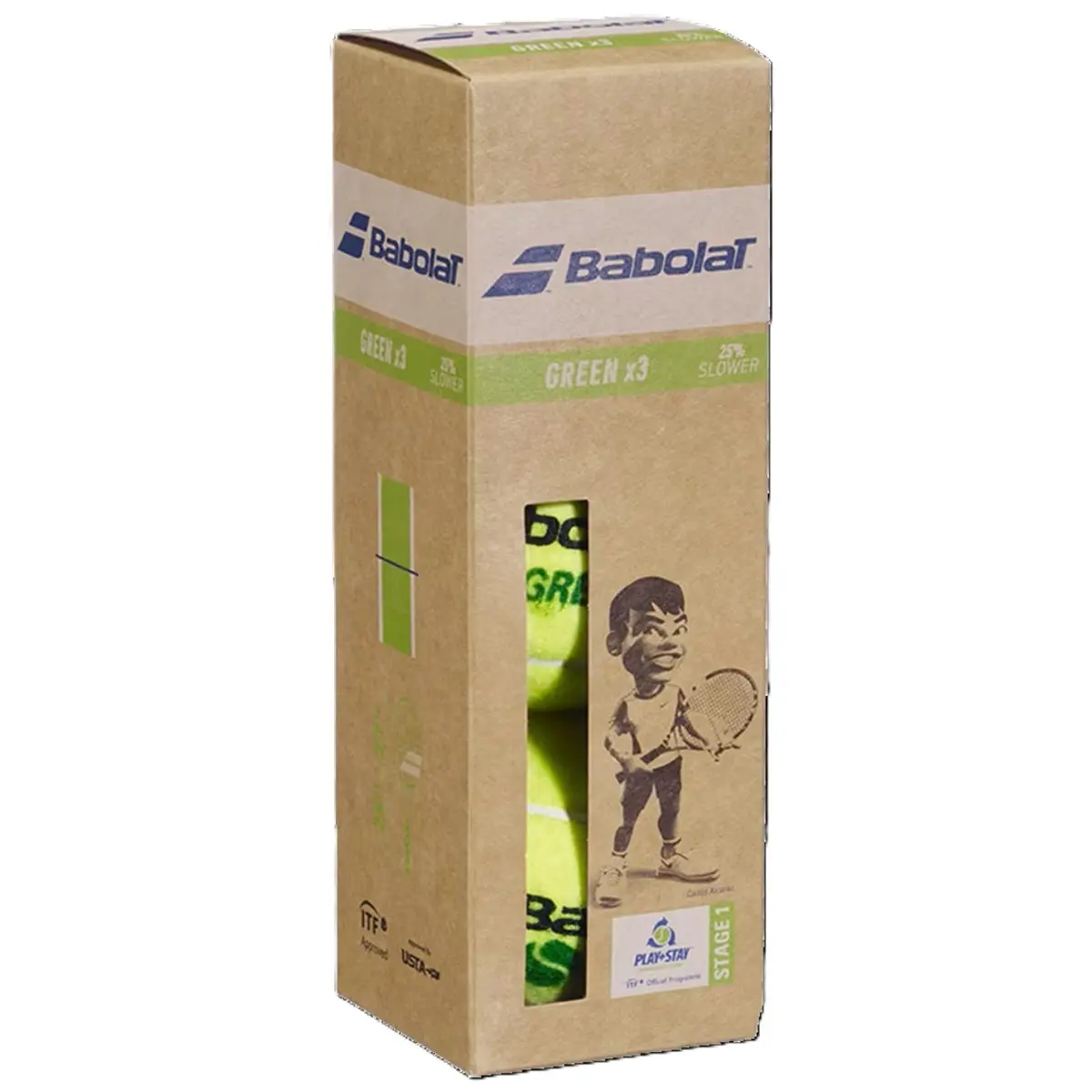 Babolat Kids Play & Stay  Green Tennis Balls - Can (3 Balls)