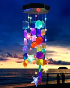 Solar Decorative Lights Outdoor, Colorful Shells Lights Gifts for Mom Grandma Women Wife Girls, Solar Wind Chimes Outside Decorative Mobile Lights for Holiday Garden Porch Yard Window Decor