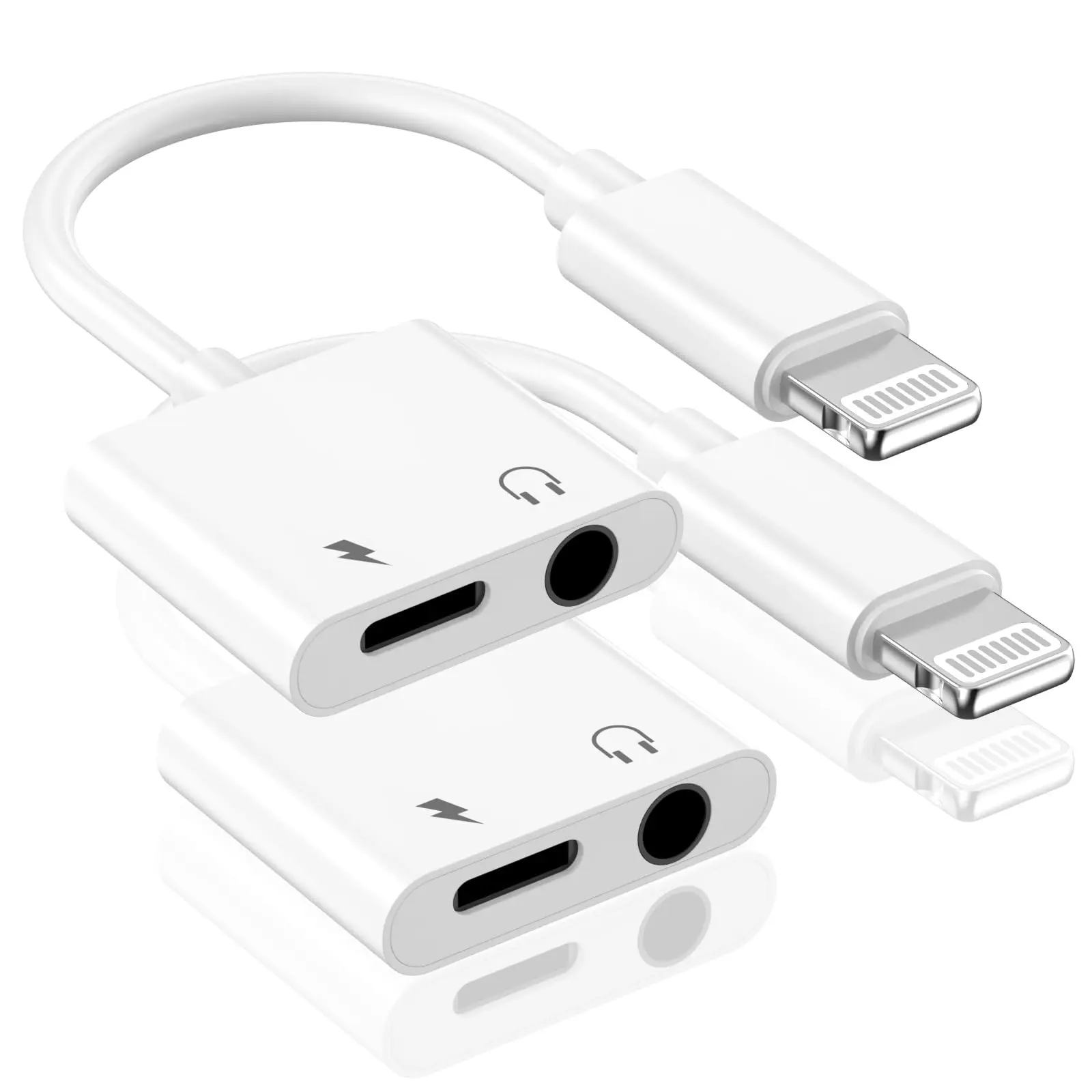 [apple Mfi Certified] Lighting To 3.5 Mm Headphone Jack Adapter For  2 Pack In 1 Aux Audio + Cable Splitter Dongle 14 13 12 11 Xs Xr X 8 7