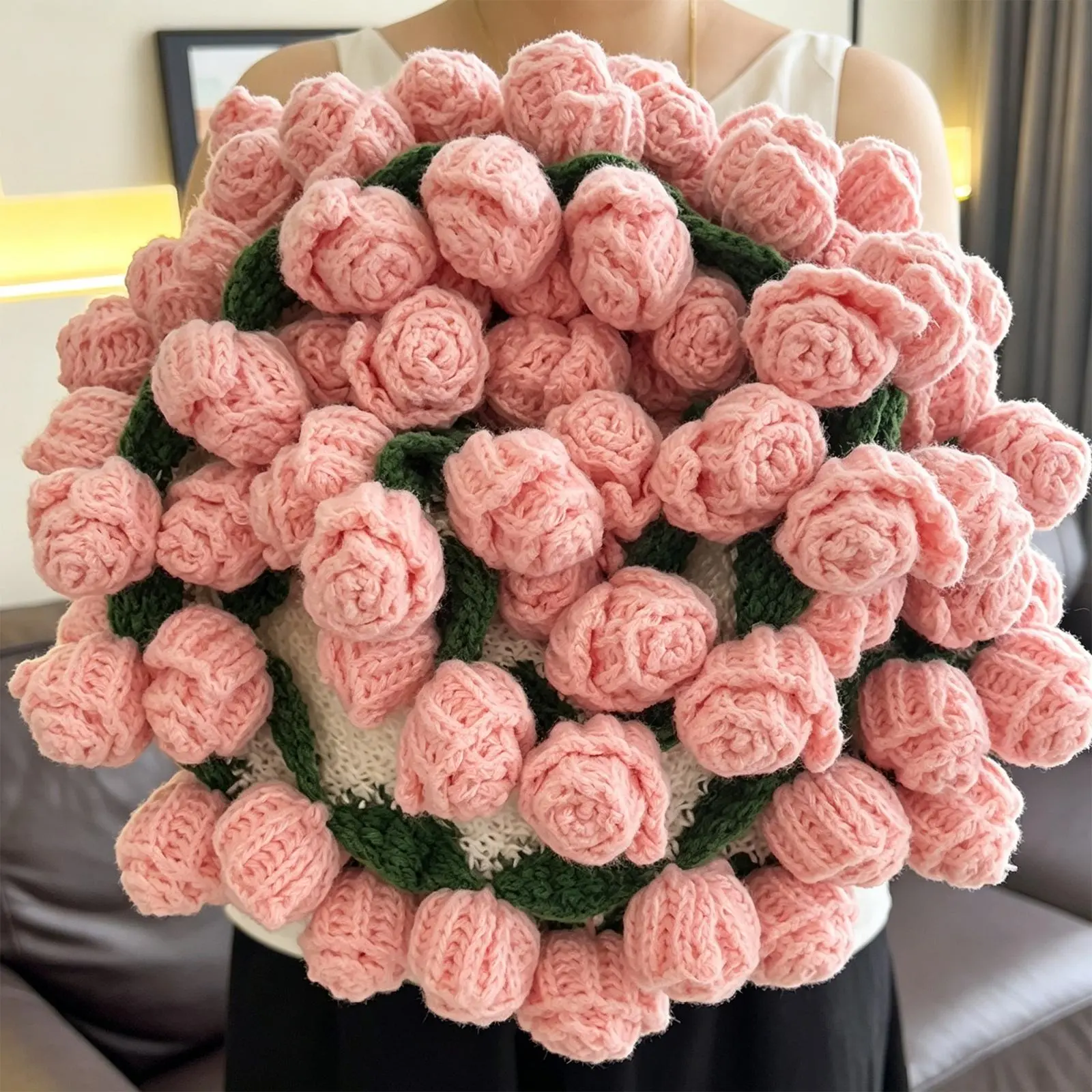 【Super Category】ROSEKIND Rose Knitted Flower Blanket Anxiety Relief,Dupe,Treat Yourself- 2-in-1 Bouquet Throw Blanket, Perfect Valentine's & Mother's Day Gift Machine Wash and Store for Various Holidays.