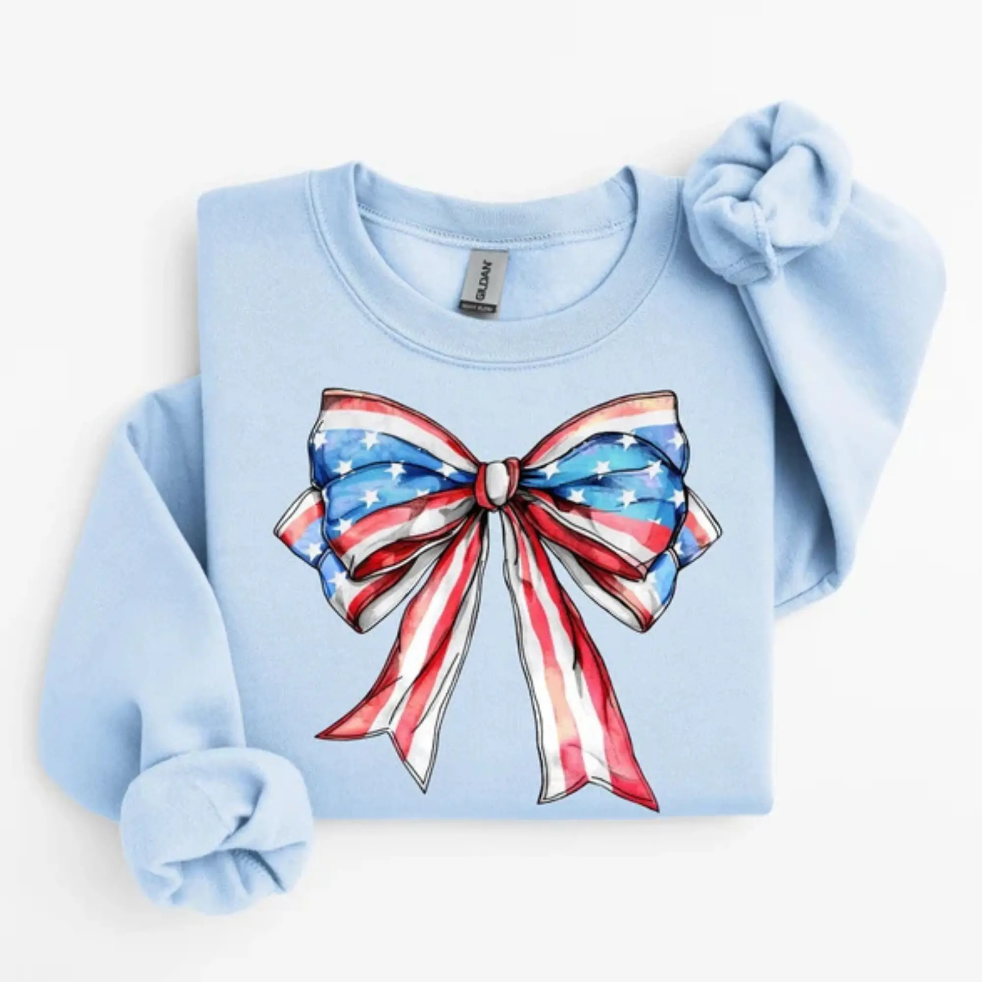 USA Bow Sweatshirt, America Bow Sweatshirt, USA Sweatshirt, Patriotic Bow Sweatshirt, Bow Sweatshirt, Flag Sweatshirt, USA Ribbon Sweatshirt