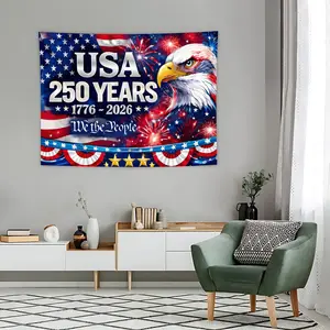 Usa 250 Years Firework Eagle Tapestry, We the People Patriotic Wall Hanging, Casual Knit Style, Model 114514, Perfect for Home Decor