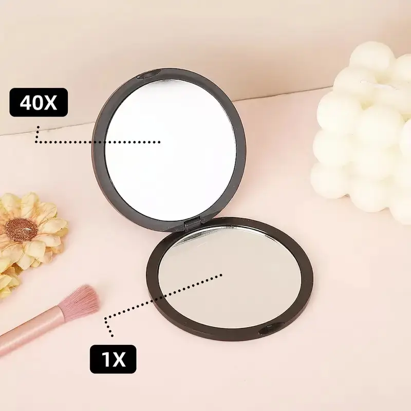 40x Folding Makeup Magnifier Mirror with 180° Adjustable Angle, Portable Travel Design, Battery-Free for Touch-Ups and Gifts, Cosmetic Mirror, Travel Hand Mirror, Foldable Makeup Mirror, Magnifying Mirror