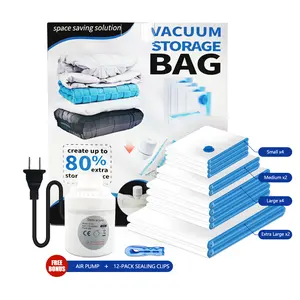 12 Pack Jumbo Vacuum Storage Bags (Electric Pump & Sealing Clips) – Extra Large Reusable Space Saver Bags for Clothes, Comforters, Pillows & Travel | 80% Space Saving, Airtight, Moisture & Dust Proof, Large-Capacity Organizer for Bedding & Clothing