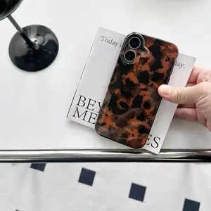 Elegant Leopard Print Phone Case for Apple Iphones, Stylish Deep Amber Design, Fits iPhone 17 Pro Max to 11 Models, Unisex Fashion Accessory