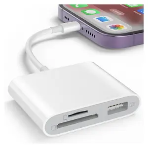 USB Camera Adapter SD Card Reader for iPhone/iPad, 1-Piece Plug & Play Memory Card Viewer for Trail and Game Cameras, Supports SD/TF/Micro SD Cards, Works Instantly with No Additional App Required