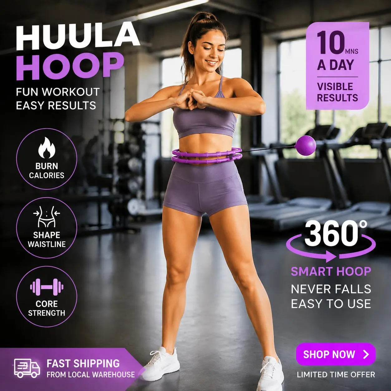 Adjustable Weight Fitness Weighted Hula Hoop, Soft Foam Padded Abdominal Shaping Hoop for Home Workout, Suitable for Beginners & Plus Size