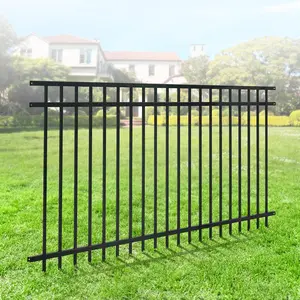 Fencer Wire Heavy Duty Flat Top Fence Barrier Panel, 4FT Height X 8FT Width Anti-Rust Metal Fencing Panel, 2” Diameter Steel Outdoor Decorative Garden Fence Panel for Yard, Pool, Patio, Pack of 1/5/10