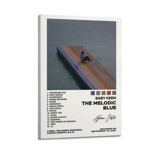 Baby Keem The Melodic Blue Canvas Painting Oil Painting Wall Art Canvas Poster Decorative Painting Corridor Decoration Home Ornaments Photo Blue Design Artistic