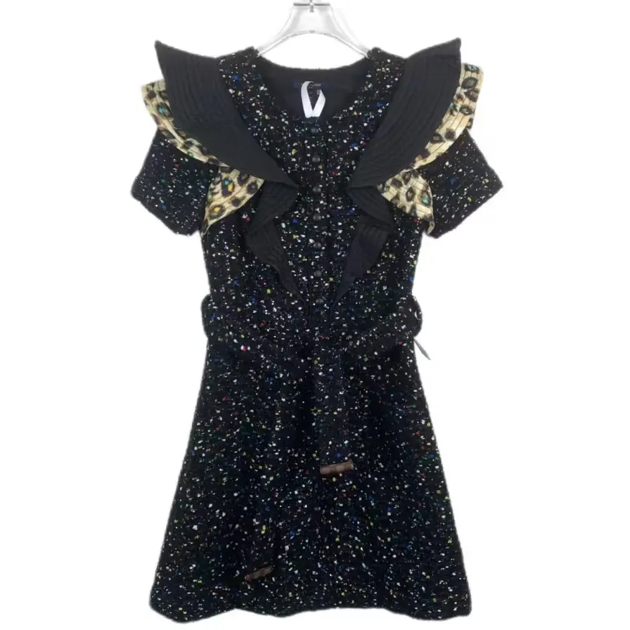 RDLT - Louis Vuitton Black Logo Ruffle Dress Size XXS