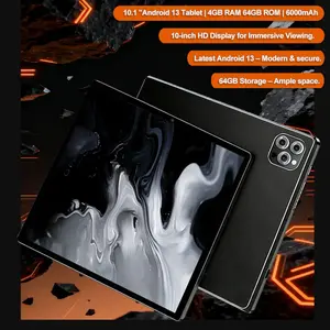 New Android 13 tablet with 4GB RAM, 64GB ROM, 10.1-inch calling capabilities. The tablet supports cellular network, WIFI function, Bluetooth function, dual cameras, and can be expanded with SIM and TF cards, Touchscreen Android Tablet