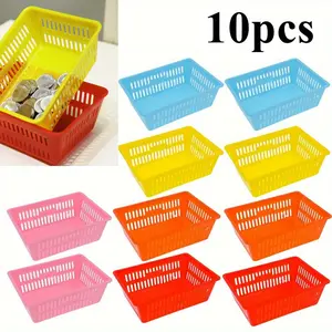 10Pcs/Set Mini Storage Baskets Bins,Plastic Organizer Basket,Colorful Shelf and Desk Make-up Storage Crate Organizing Containers,Ideal for Home Classroom Office Organization,Christmas Party Gifts,Hand Tools Kits