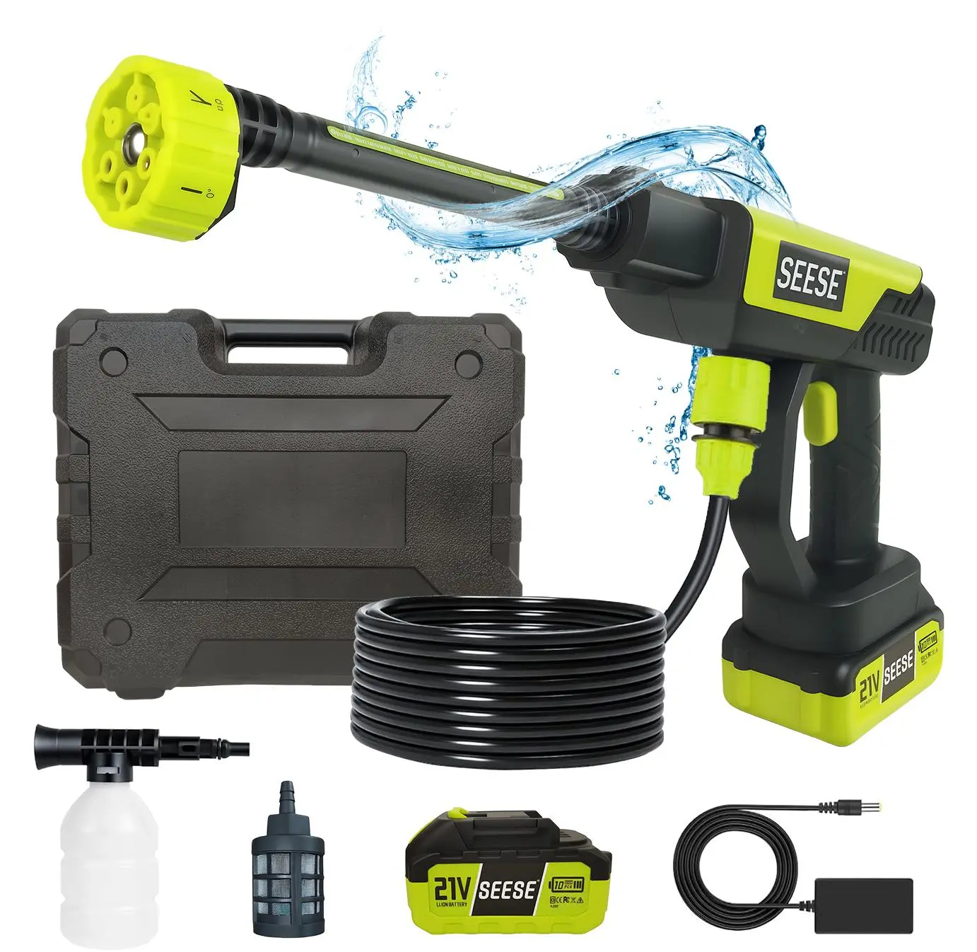 SEESE Cordless Pressure Washer and Single Port Charger Base, Bottle Portable Washer for Car,Home Cleaning & Garden Watering fathersdaygift