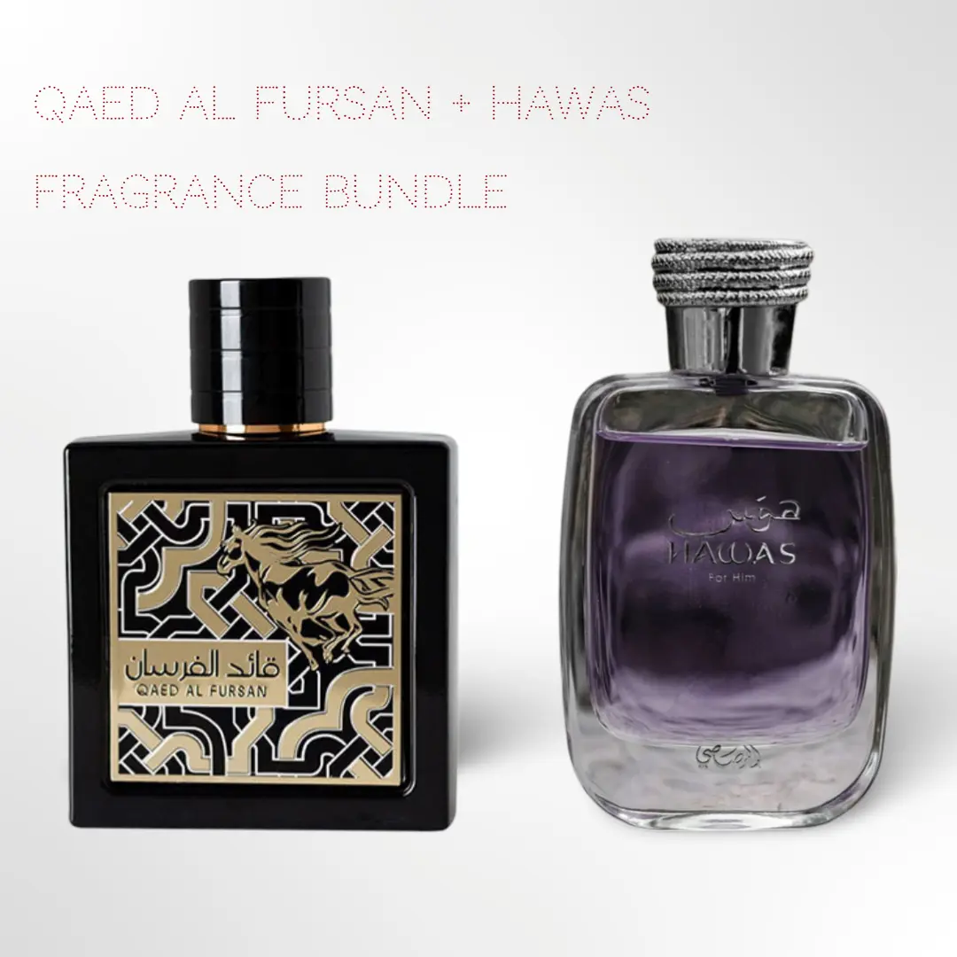 Lattafa Qaed Al Fursan + Rasasi Hawas 100ml (3.4 Fl oz) Long Lasting Perfume - Value Bundle - Fragrance Gift Bundle, Fruity, Fresh
