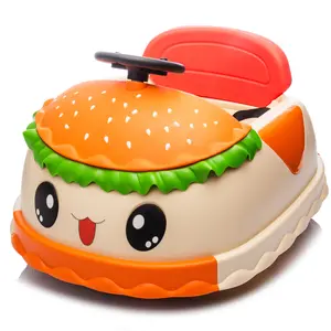 12V Kids Electric Bumper Car with Parent Control, Cute Realistic Hamburger Design, 360° Rotation, Storage Space, Bluetooth Music, USB, Silent Wheels, LED Lights, Power Display, Anti-Rollover (Ride-On Toy for Outdoor Play)