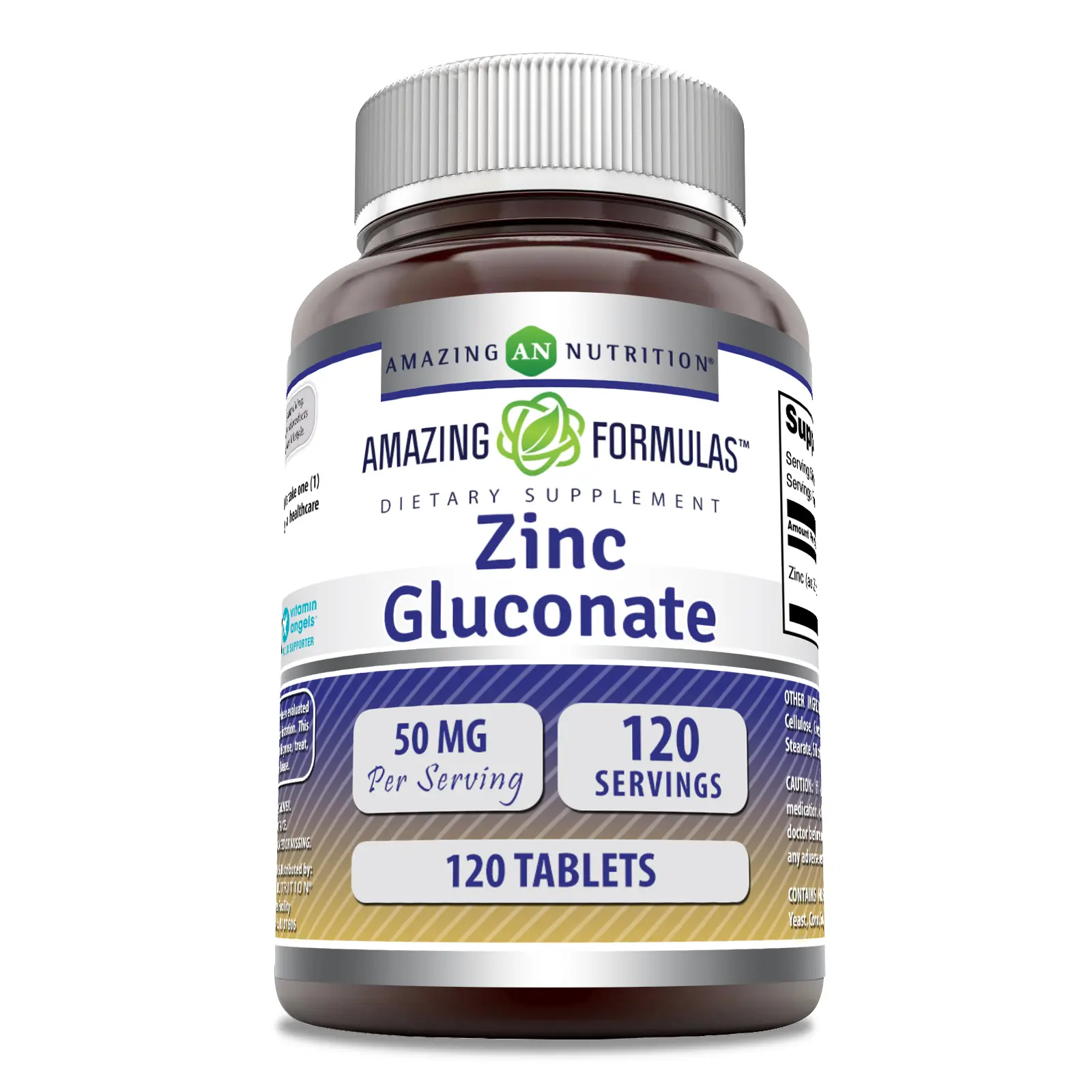 Amazing Formulas Zinc Gluconate Supplement | 50 Mg Per Serving | 120 Tablets | Non-GMO | Gluten-Free | Made in USA