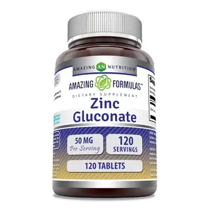 Amazing Formulas Zinc Gluconate Supplement | 50 Mg Per Serving | 120 Tablets | Non-GMO | Gluten-Free | Made in USA